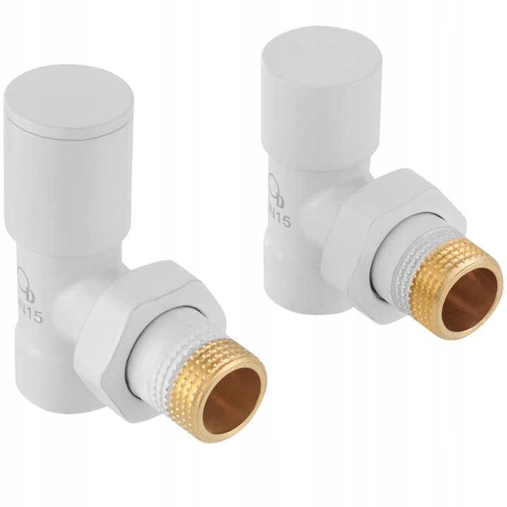 ZESTAW ZAWORÓW DO GRZEJNIKA KĄTOWY BIAŁY 1/2