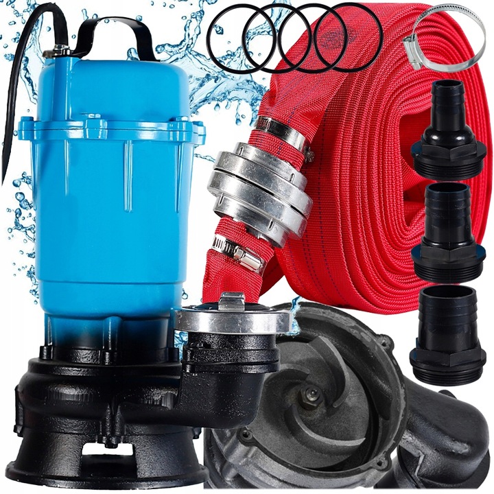 POMPA DO WODY CZYSTEJ BRUDNEJ SZAMBA Z ROZDRABNIACZEM SZLAMOWA 3200W +WĄŻ20