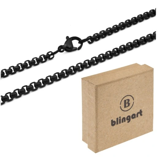 Łańcuszek damski oczkowy splot Ankier czarny