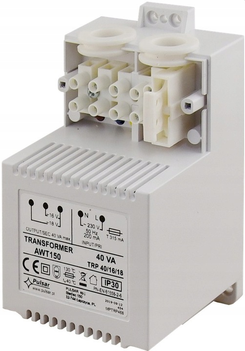 TRANSFORMATOR Pulsar AWT150 TRP 40/16/18 TR 40VA 16V 18V 230V do OPU SATEL