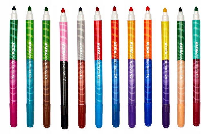 Flamastry dwustronne Astra 12 sztuk = 24 kolory