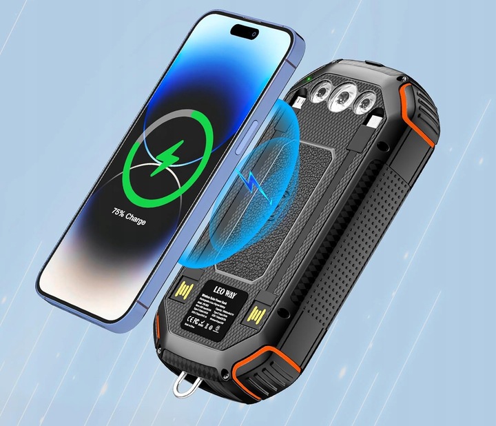 POWERBANK ŁADOWARKA SOLARNY 20000mAh 5xUSB LATARKA KARABIŃCZYK QI Acelufly