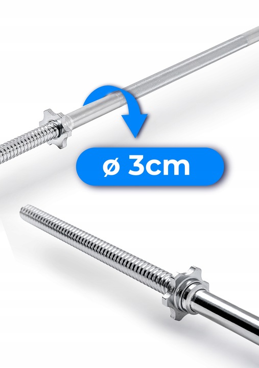Gryf prosty 180cm śrubowany 30mm chromowany stalowy sztanga do obciążeń