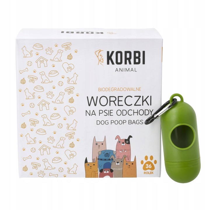 WORECZKI NA PSIE ODCHODY 540 SZTUK BIODEGRADOWALNE WORKI NA KUPY BIO + ETUI