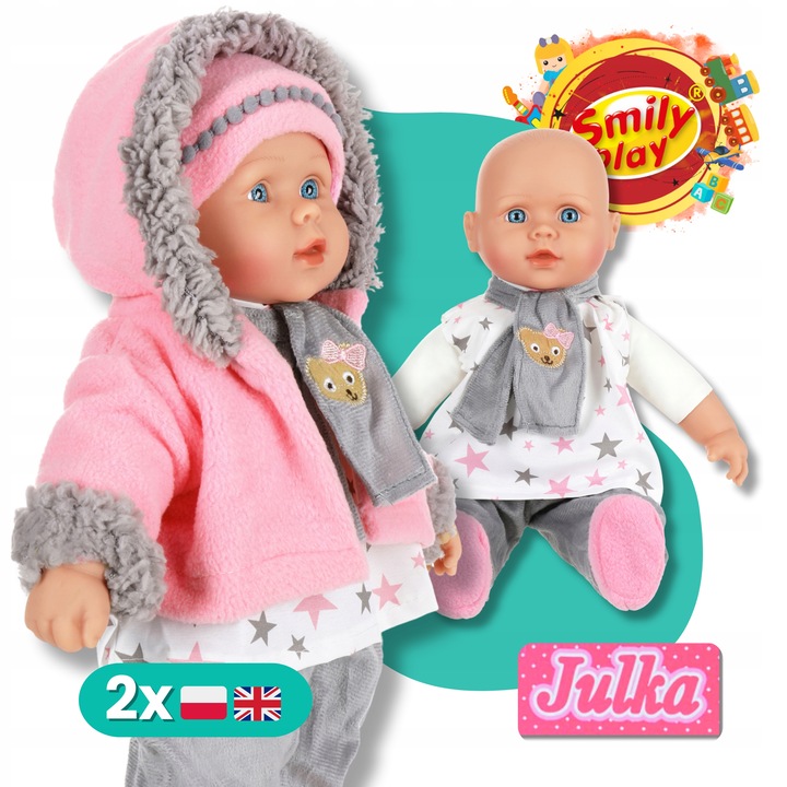 Julka Lalka bobas duża jak żywa Smily Play uczy śpiewa opowiada PL/ENG 41cm