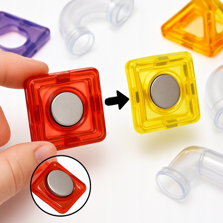 KLOCKI MAGNETYCZNE 40el KREATYWNE KONSTRUKCYJNE EDUKACYJNE 3D ZABAWA 148A