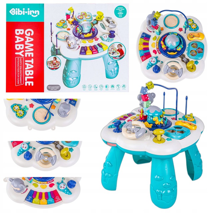 Edukacyjny Stolik Interaktywny Organki Cymbałki Melodie Zwierzątka Mikrofon