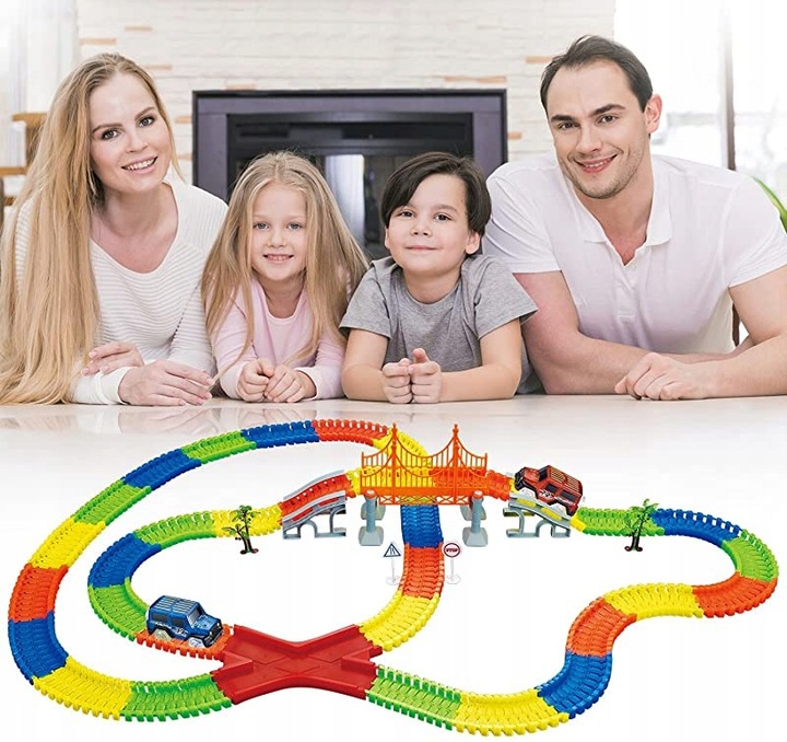 TOR SAMOCHODOWY ŚWIECĄCY 360el + 2 AUTKA MAGIC TRACKS MOST 1808