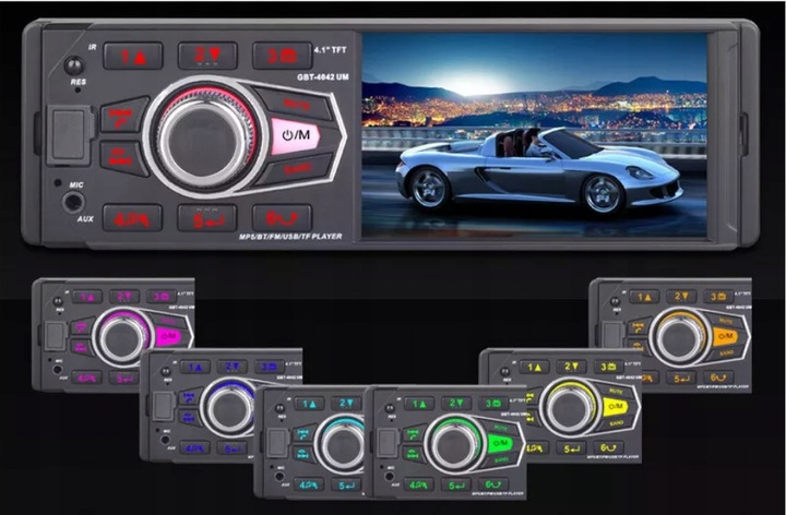 Radio Samochodowe 1DIN 4,1''USB BLUETOOTH AUX SD Kamera Cofania Pilot