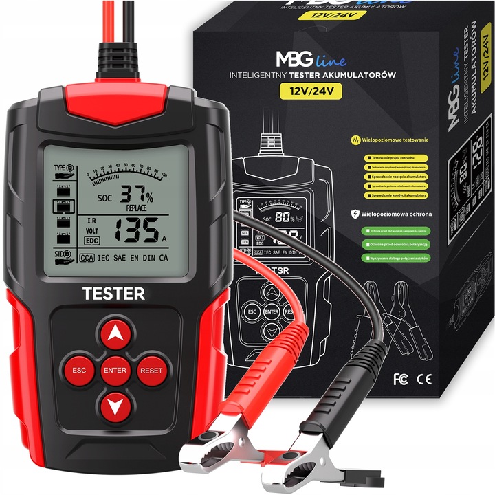 Cyfrowy Tester Akumulatora Miernik do Baterii Akumulatorów 12V 24V LCD