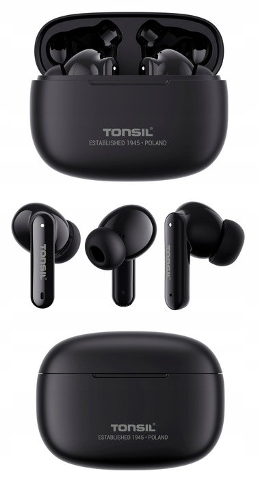 Słuchawki Bezprzewodowe TONSIL T50 BT CZARNE Bluetooth Dokanałowe IPX5 V5.3