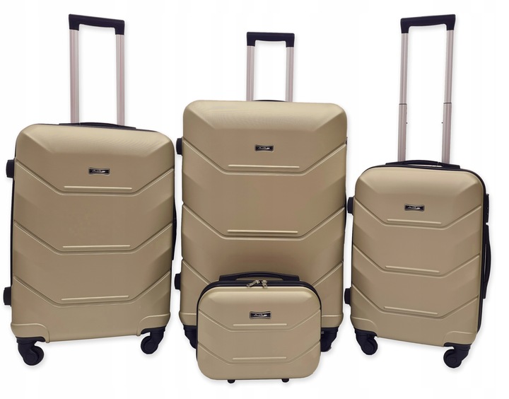 ZESTAW WALIZEK PODRÓŻNYCH KABINÓWKA ŚREDNIA DUŻA LEKKIE ABS 4 KÓŁKA POJEMNE