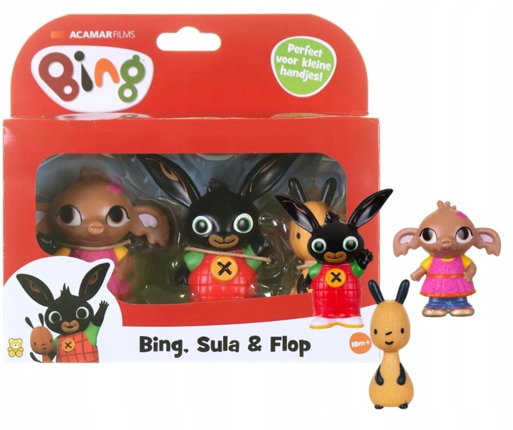 Figurki Bing Sula Flop 3-pak prezent dla dzieci 18m do małych rączek BING