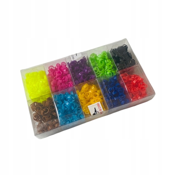 ZNACZNIKI OBRĄCZKI DLA GOŁĘBI PTAKÓW 8 MM PACZKA 500 SZT MIX 10 KOLORÓW