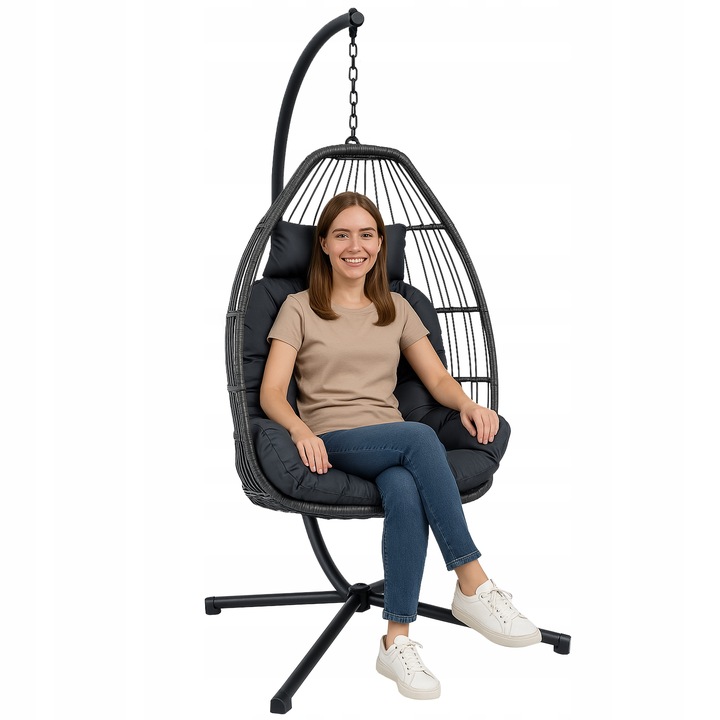 FOTEL WISZĄCY OGRODOWY BUJANY KOKON KOSZ TARAS HUŚTAWKA BUJAK JAJO KRZESŁO