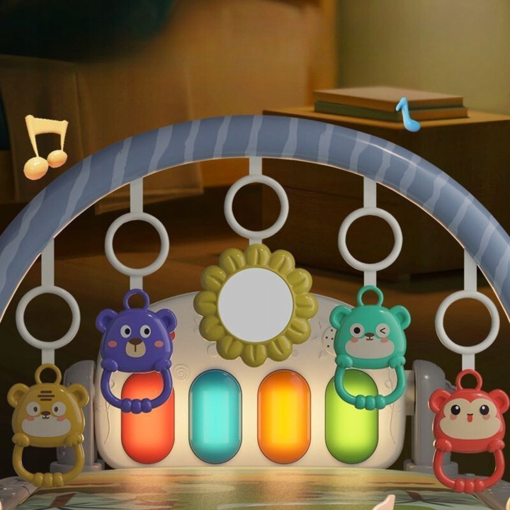 Mata Edukacyjna Interaktywna 3w1 z Pianinkiem Grzechotki dla Niemowląt 0+