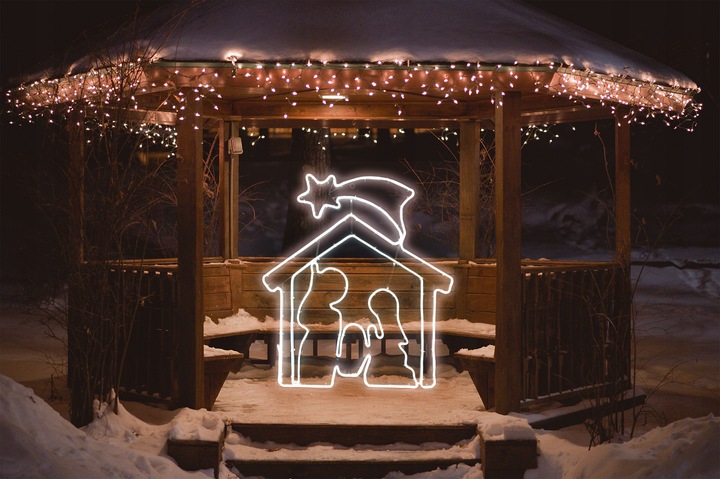 Lampki Zewnętrzne Dekoracja Ozdoba LED Neon Biały Świąteczne Stajenka IP44