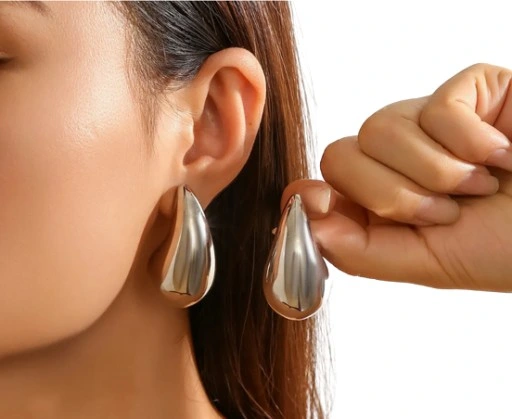 KOLCZYKI srebrna KROPLA łezka stal 316L