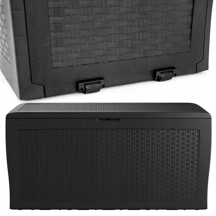 SKRZYNIA OGRODOWA BALKONOWA SCHOWEK RATTAN 270L - POJEMNA - GRAFITOWA - XL