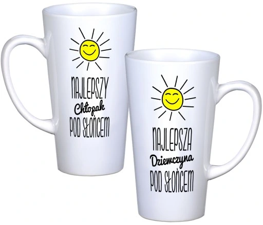 KOMPLET KUBKÓW LATTE DLA PAR PREZENT DUŻE 450ml PREZENT Z NADRUKIEM