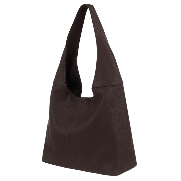 WŁOSKA CZEKOLADOWA TOREBKA SKÓRA NATURALNA BRĄZOWA TORBA WOREK VERA PELLE