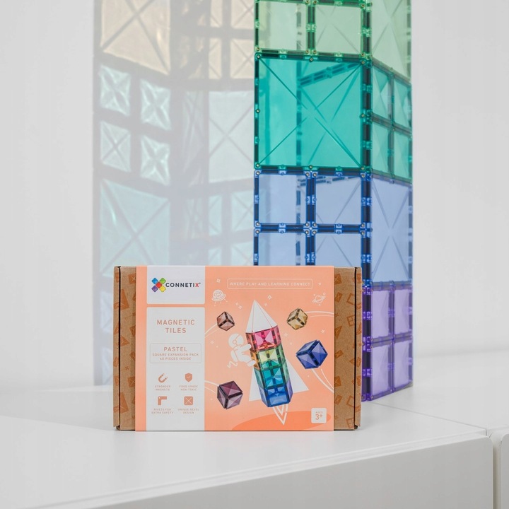 Connetix: 40 el. Klocki magnetyczne Pastel Square