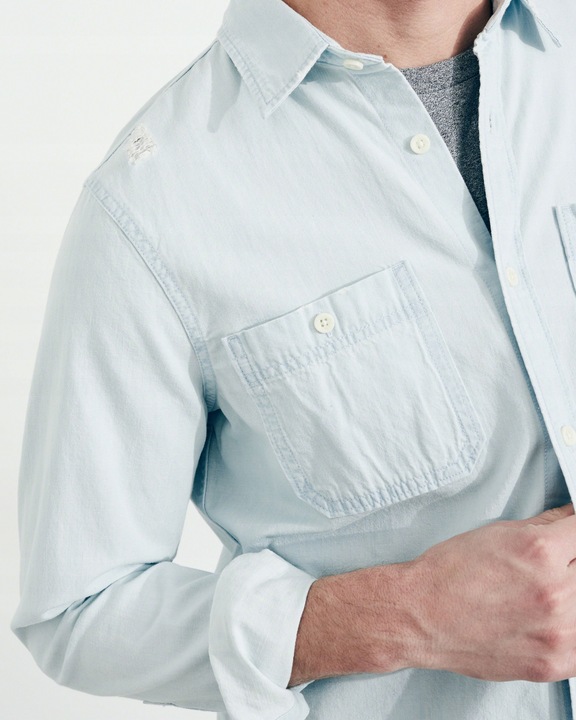 HOLLISTER Koszula Męska Graphic Denim Shirt USA M