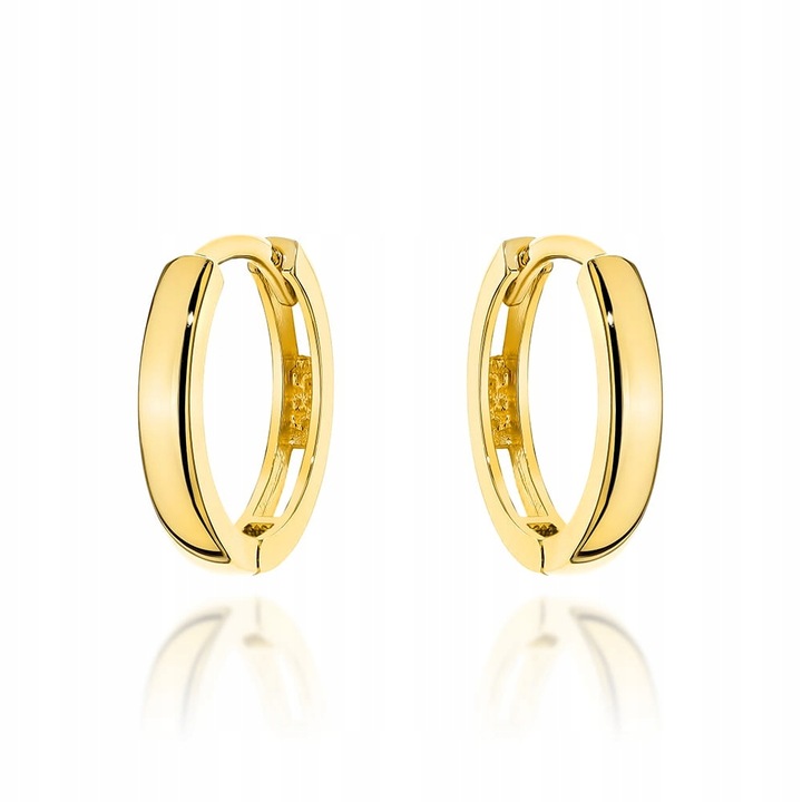 ZŁOTE KOLCZYKI GŁADKIE KÓŁKA ZŁOTO 585 PREZENT GRAWER