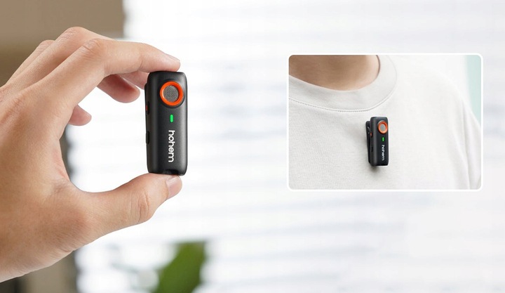 Mikrofon bezprzewodowy Hohem Lavalier Mic-01 (1 TX + 1 RX) Czarny, USB-C