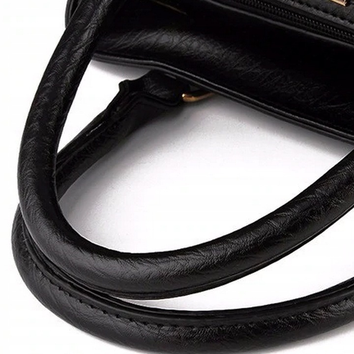 TOREBKA CZARNA ELEGANCKA Usztywniana Pojemna Damska do Ręki na Ramię Pasek