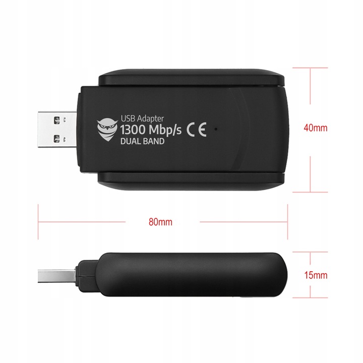 1300Mbps ZEWNĘTRZNA Karta Sieciowa WI-FI Adapter USB 3.0 DUAL 2 Anteny 5GHz