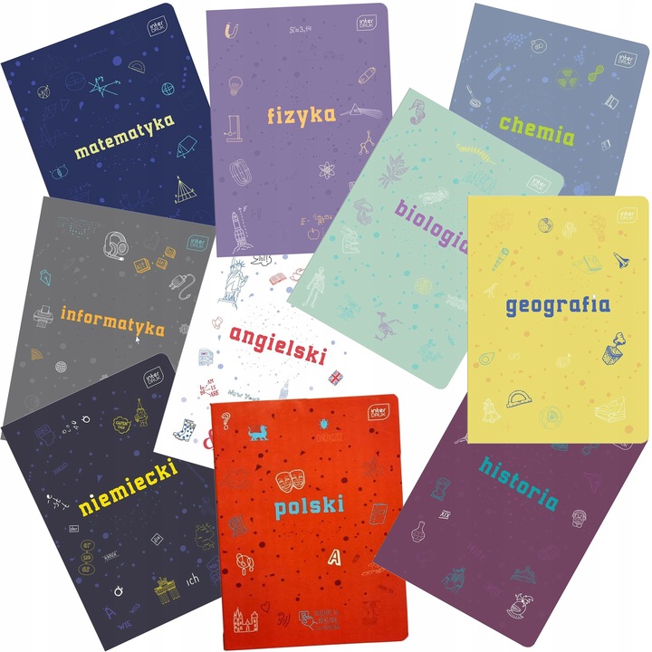 ZESTAW 10 ZESZYTÓW TEMATYCZNYCH PRZEDMIOTOWYCH ZE ŚCIĄGĄ 60k A5 INTERDRUK