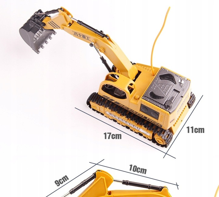 DUŻA KOPARKA ZDALNIE STEROWANA ŚWIATŁO LED PILOT RUCHOME RAMIĘ ŁYŻKA-METAL
