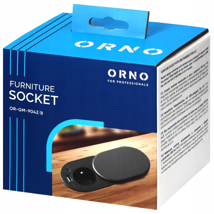 Gniazdo Wpuszczane Chowane w Blat USB + USB-C Przesuwana Pokrywa Kabel 1,9m