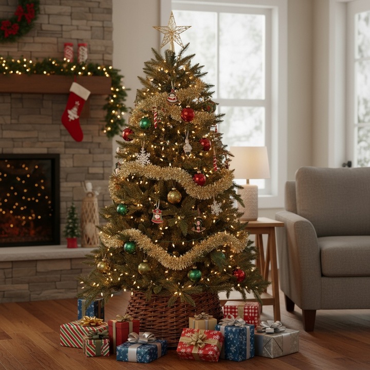 OSŁONA WIKLINOWA NA STOJAK POD CHOINKĘ 70CM OSŁONKA DO CHOINKI BRĄZOWA