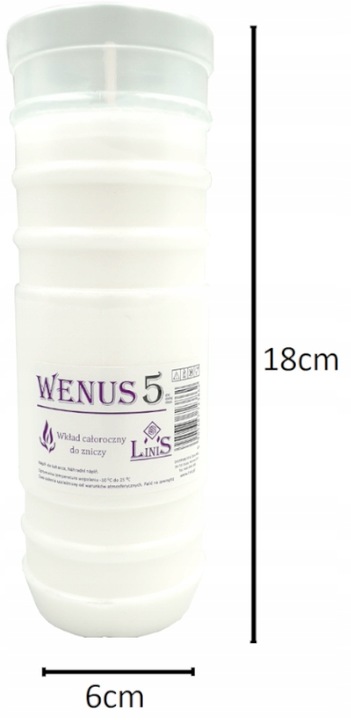 Rewelacyjne wkłady do zniczy Parafinowe Wenus 5 Linis ~5*dni x 12szt.
