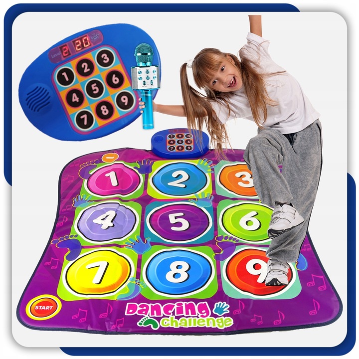 MATA MUZYCZNA do TAŃCZENIA TAŃCA + MIKROFON KARAOKE GŁOŚNIK BLUETOOTH 2W1