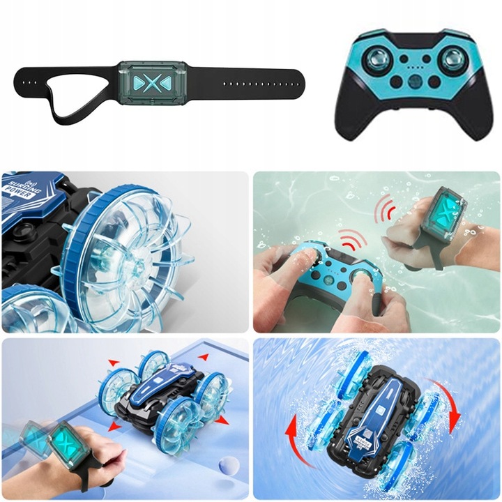 AMFIBIA AUTO SAMOCHÓD RC 4X4 TWISTER STEROWANE GESTAMI Z ŚWIATŁEM