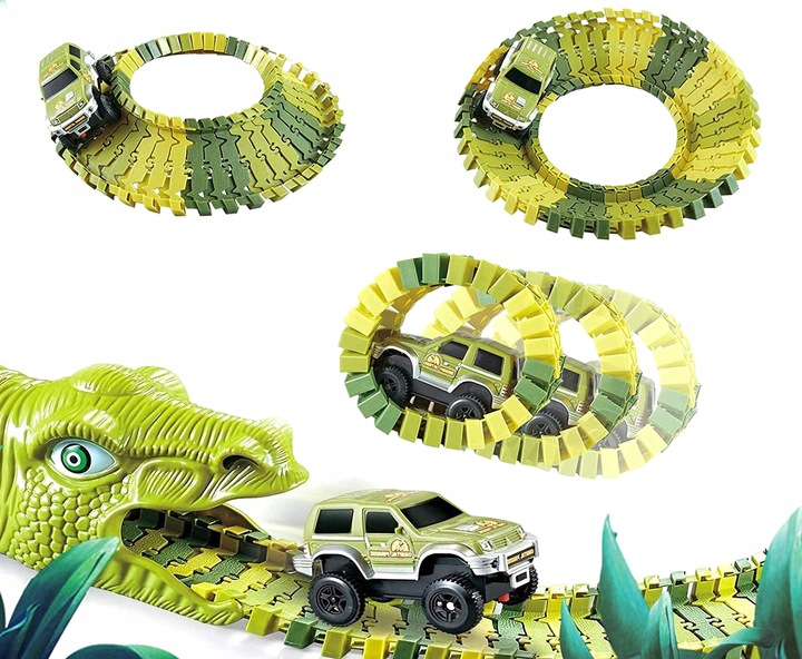 Tor Wyścigowy Park Dinozaurów Segmentowa Budowa XL 140 el. Akcesoria 210cm