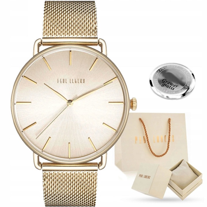 Duży zegarek damski Paul Lorens NEXA - siatka mesh regulowana +GRAWER