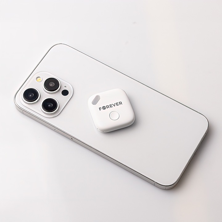 Lokalizator GPS Kluczy Mini Apple Find My Brelok Biały Forever FT-100 IPX5