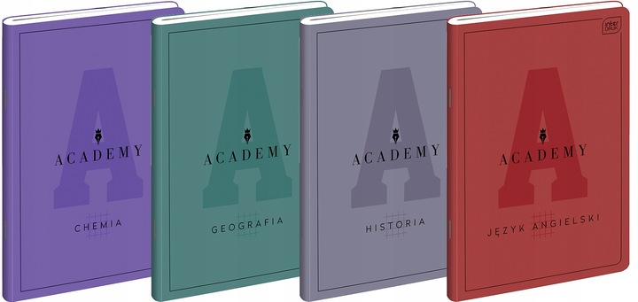 Zestaw zeszytów tematycznych Academy A5 INTERDRUK 9 sztuk + notes A6 gratis