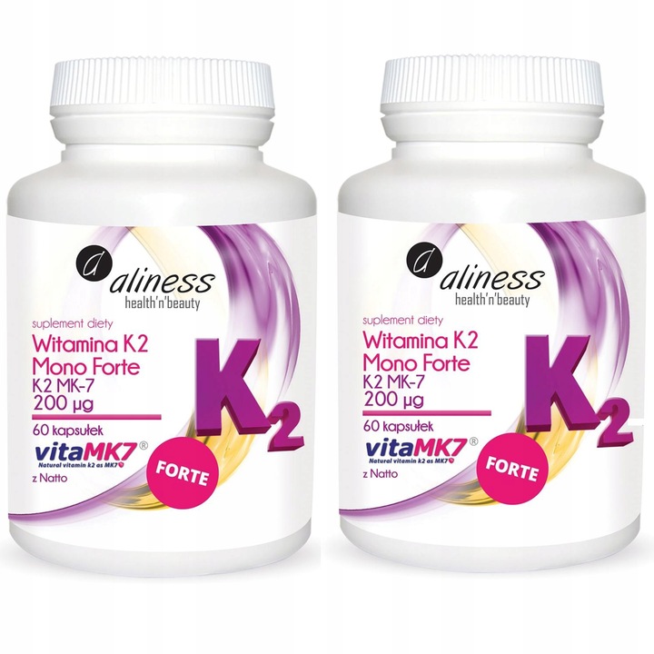 2x WITAMINA K2 MK-7 200mcg Natto FORTE 60kap ALINESS Krzepnięcie Krwi Kości