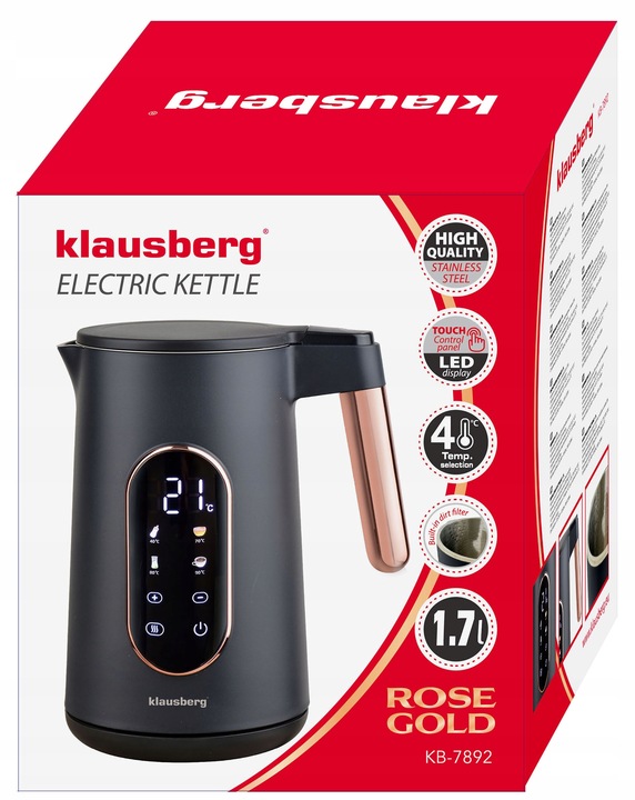 Czajnik elektryczny 1.7L z regulacją temperatury panel sterowania dotyk LCD
