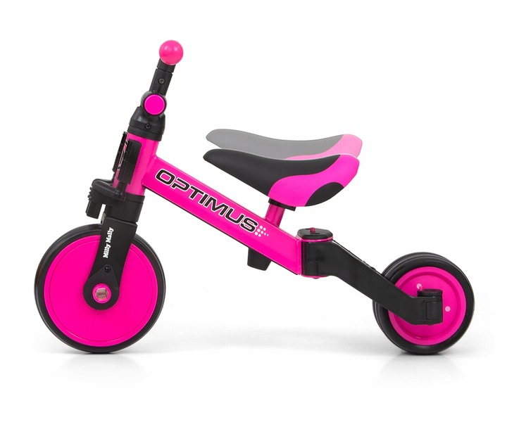 Milly Mally Rowerek trójkołowy jeździk 3w1 Optimus różowy