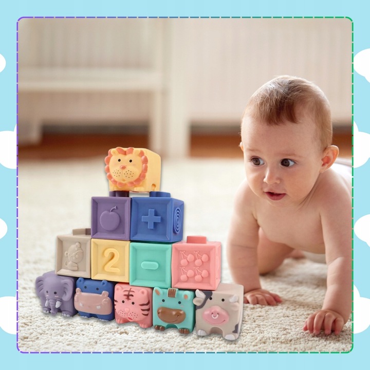 Miękkie kreatywne klocki sensoryczne dla niemowląt dzieci funkcja gryzaka