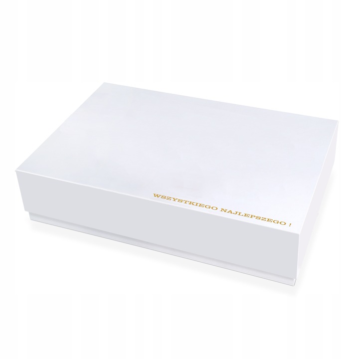 Pudełko ozdobne prezentowe 40x30x10cm białe Rubicello mocne z naklejką