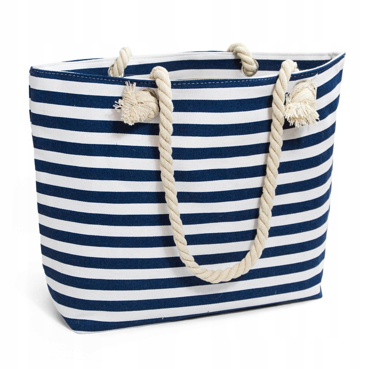 Torba Plażowa Duża Zapinana Na Zamek Torebka Shopper Na Piknik z Podszewką