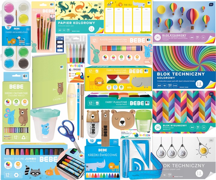 BEBE INTERDRUK DUŻA WYPRAWKA ZESTAW DO SZKOŁY XXL 1-3 + GRATIS 26 ELEMENTÓW