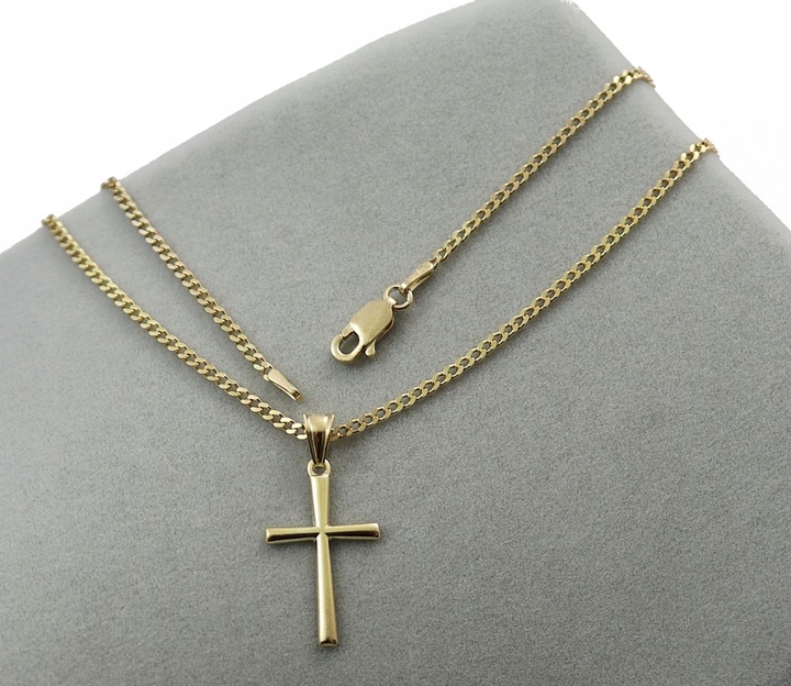 ZŁOTY ŁAŃCUSZEK NA CHRZEST CHRZCINY Z KRZYŻYKIEM PR 925 585 GRAWER PAMIĄTKA